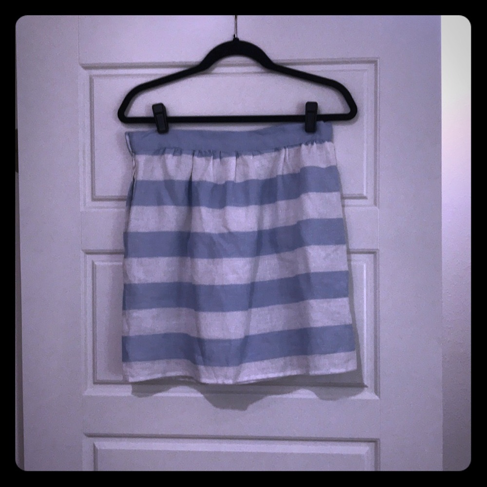 Blue and white striped skirt